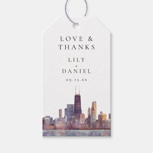 Chicago Skyline Bruiloft Bedankt Cadeaulabel (Voorkant)