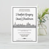 Chicago Skyline bruiloft uitnodiging met QR-code (Staand voorkant)