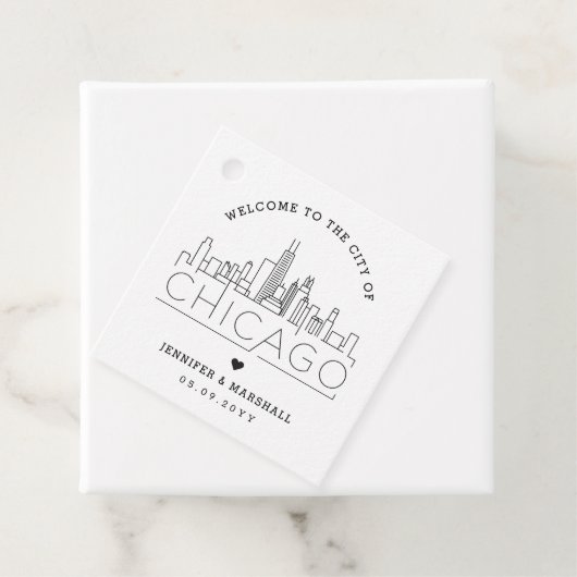 Chicago Skyline | Bruiloft Welkom Favor Bedankjes Labels (In situ)