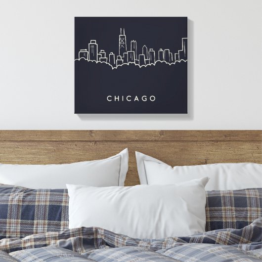 Chicago Skyline Canvas Afdruk (Insitu (Slaapkamer))