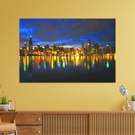 Chicago Skyline Canvas Afdruk (Insitu (Woonkamer))