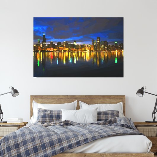 Chicago Skyline Canvas Afdruk (Insitu (Slaapkamer))