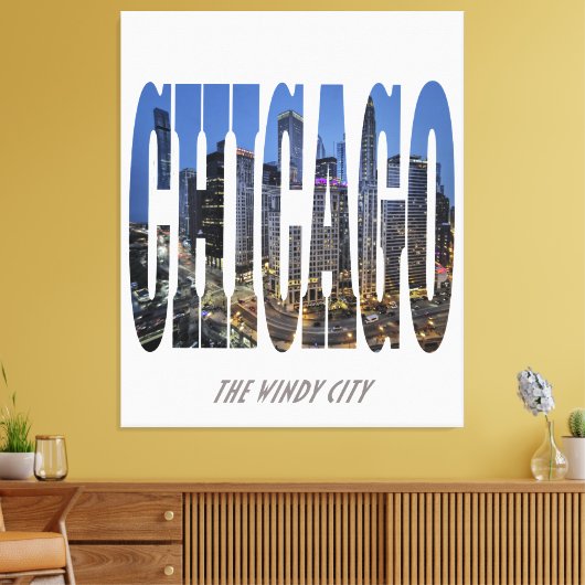 Chicago Skyline Canvas Afdruk (Insitu (Woonkamer))
