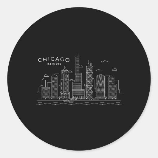 Chicago Skyline Chicago Illinois Ronde Sticker (Voorkant)