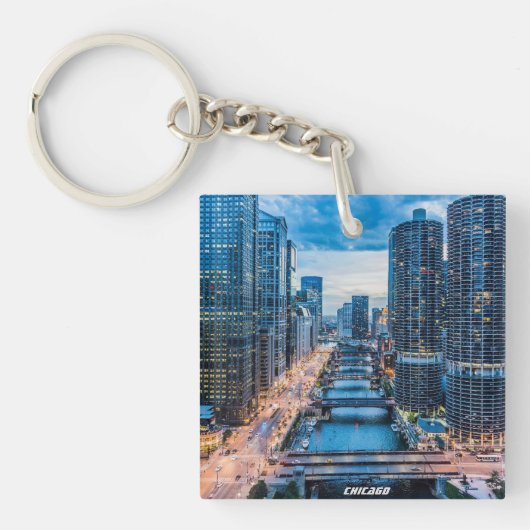 Chicago Skyline City Sleutelhanger (Voorkant)