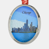 Chicago Skyline Collage Paint Metalen Ornament (Links)