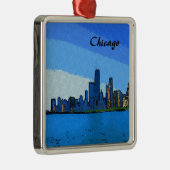 Chicago Skyline Collage Paint Metalen Ornament (Rechts)