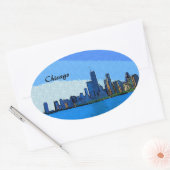 Chicago Skyline Collage Paint Ovale Sticker (Envelop)