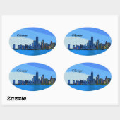 Chicago Skyline Collage Paint Ovale Sticker (Vel)