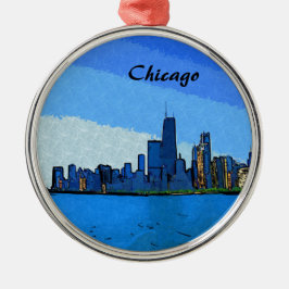 Chicago Skyline Collage Schilderij Metalen Ornament