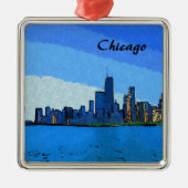 Chicago Skyline Collage Schilderij Metalen Ornament (Voorkant)