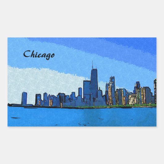 Chicago Skyline Collage Schilderij Rechthoekige Sticker (Voorkant)