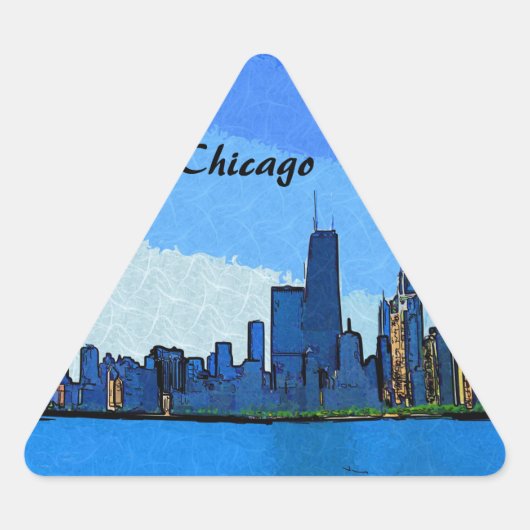 Chicago Skyline Collage Schilderij Sticker (Voorkant)