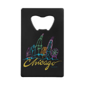 Chicago Skyline Creditkaart Flessenopener (Voorkant)