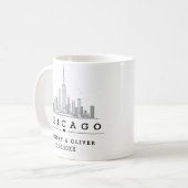 Chicago Skyline –Custom Wedding City Gift Koffiemok (Voorkant links)