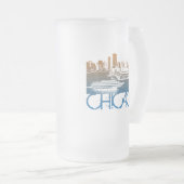 Chicago Skyline Design Matglas Bierpul (Voorkant rechts)