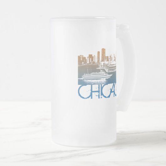 Chicago Skyline Design Matglas Bierpul (Voorkant rechts)