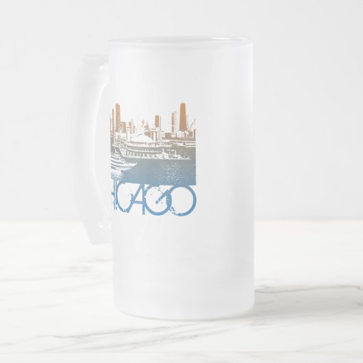 Chicago Skyline Design Matglas Bierpul (Voorkant links)