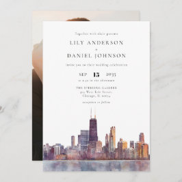 Chicago Skyline Destination Photo Wedding Kaart