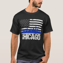 Chicago Skyline Distress American Flag T-shirt