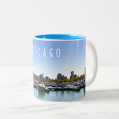 Chicago Skyline Diversey Harbror Tweekleurige Koffiemok (Voorkant rechts)