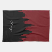 Chicago Skyline | Donkerrood Theedoek (Horizontaal)