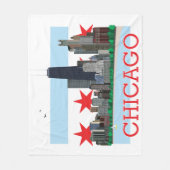 Chicago Skyline en City Flag Fleece Deken (Voorkant)