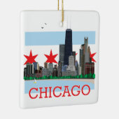 Chicago Skyline en City Flag Keramisch Ornament (Rechts)