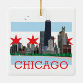 Chicago Skyline en City Flag Keramisch Ornament (Achterkant)