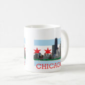 Chicago Skyline en City Flag Koffiemok (Voorkant rechts)