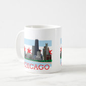 Chicago Skyline en City Flag Koffiemok (Voorkant links)