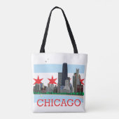 Chicago Skyline en City Flag Tote Bag (Achterkant)