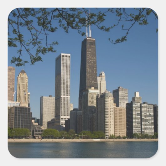 Chicago skyline en Lake Michigan, Lake Shore Vierkante Sticker (Voorkant)