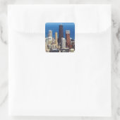 Chicago Skyline en landmerken Vierkante Sticker (Tas)