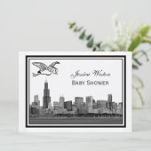 Chicago Skyline Etch ingelijst #2H Baby shower Sto Kaart (Staand voorkant)