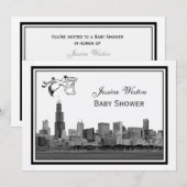 Chicago Skyline Etch ingelijst #2H Baby shower Sto Kaart (Voorkant / Achterkant)