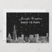Chicago Skyline Etch Starry DIY BG SQ Sweet 16 H Kaart (Voorkant)