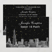 Chicago Skyline Etch Starry DIY BG SQ Sweet 16 H Kaart (Voorkant / Achterkant)