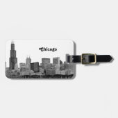 Chicago Skyline Etched Bagagelabel (Voorkant horizontaal)