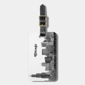 Chicago Skyline Etched Bagagelabel (Voorkant verticaal)