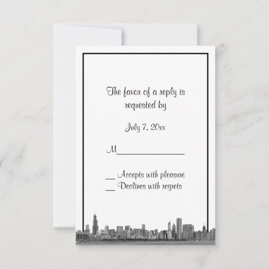 Chicago Skyline Etched BW Paars RSVP #2 (Achterkant)