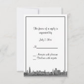 Chicago Skyline Etched BW Paars RSVP #2 Kaartje (Achterkant)