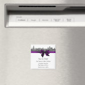 Chicago Skyline Etched BW Paars Save the Date Magneet (Insitu (Vaatwasser))