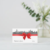 Chicago Skyline Etched BW Red Escort-kaarten Plaatskaartje (Staand voorkant)
