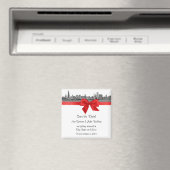 Chicago Skyline Etched BW Red Save the Date Magneet (Insitu (Vaatwasser))