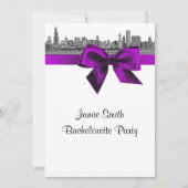 Chicago Skyline Etched BW Violet Bachelorette Kaart (Voorkant)