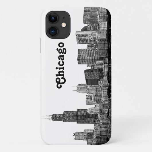 Chicago Skyline Etched Case-Mate iPhone Case (Achterkant)