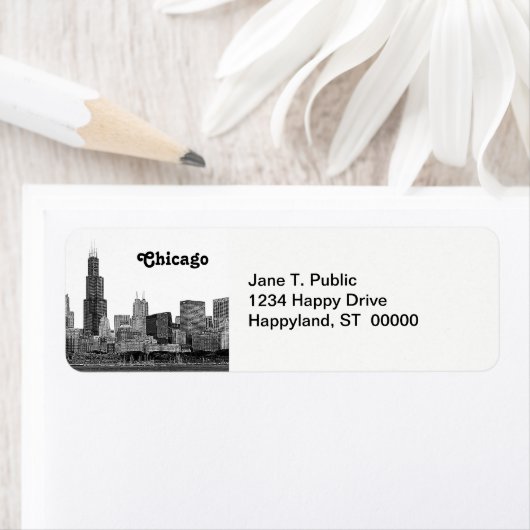 Chicago Skyline Etched Etiket (Insitu)