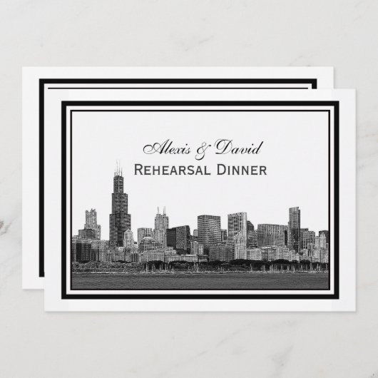Chicago Skyline Etched Framed #2 H Rehearsal Kaart (Voorkant / Achterkant)