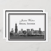 Chicago Skyline Etched Framed #2 H Vrijgezellenfee Kaart (Voorkant / Achterkant)